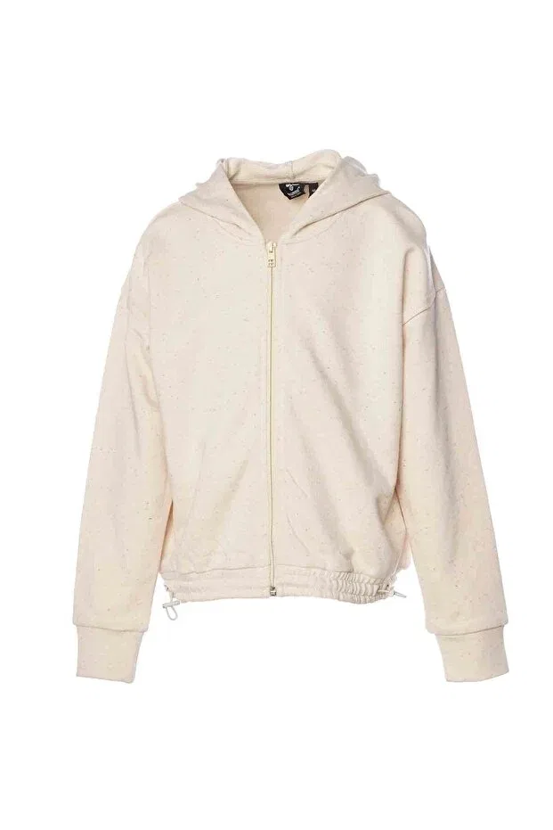 Детское худи для девочек укороченное на молнии Marie crop Hummel, Ecru — фото 2