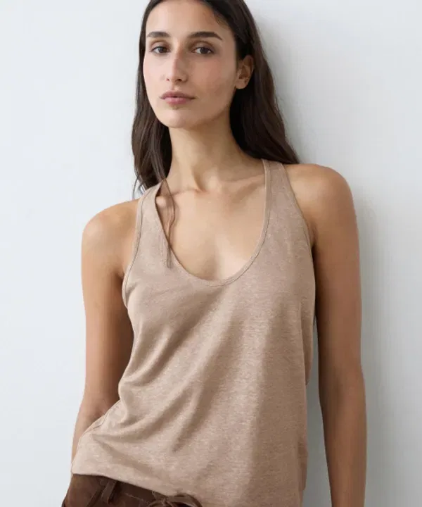 Топ с бретелями, льняной, Massimo Dutti — фото 4