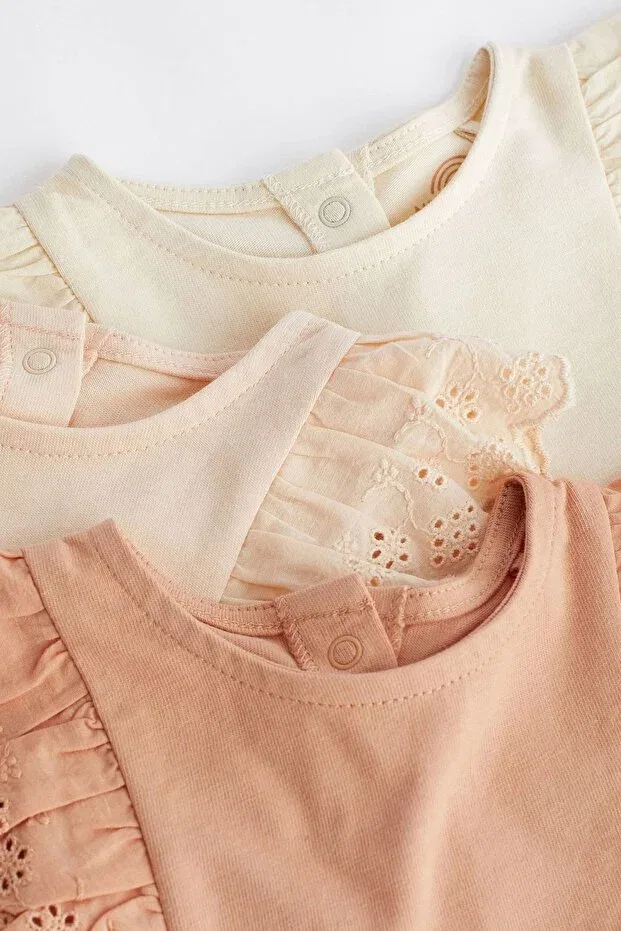 Детский комбинезон для девочек хлопковый комплект из 3 штук Next Baby, Pink — фото 3