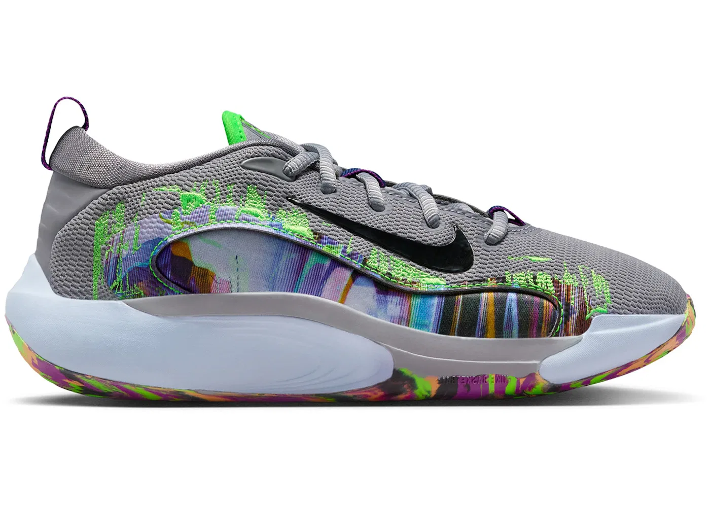 Детские кроссовки для мальчиков Nike IsoFly Nike, Cement Grey/Black/Vivid Purple/Green Strike