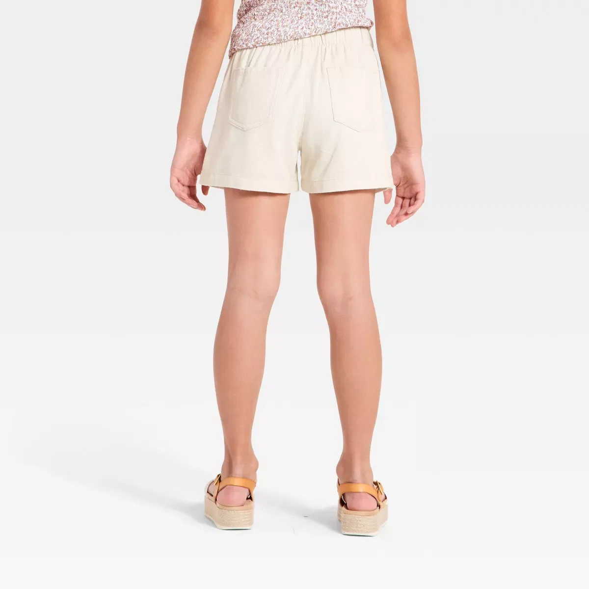 Детские шорты для девочек с регулируемым поясом GIRLS BOTTOMS, Light Beige — фото 2
