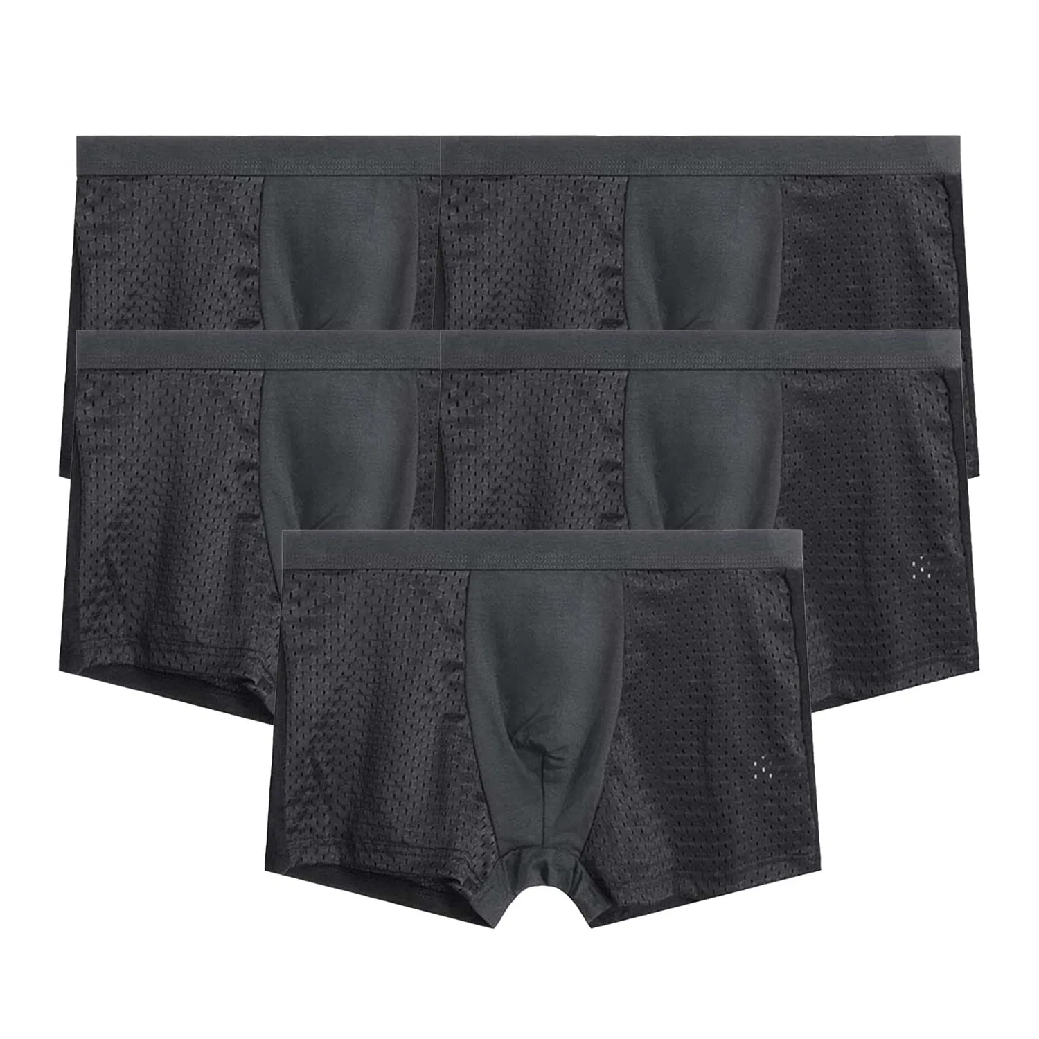 Мужские дышащие боксеры с сеткой, Grey, 5 Pieces