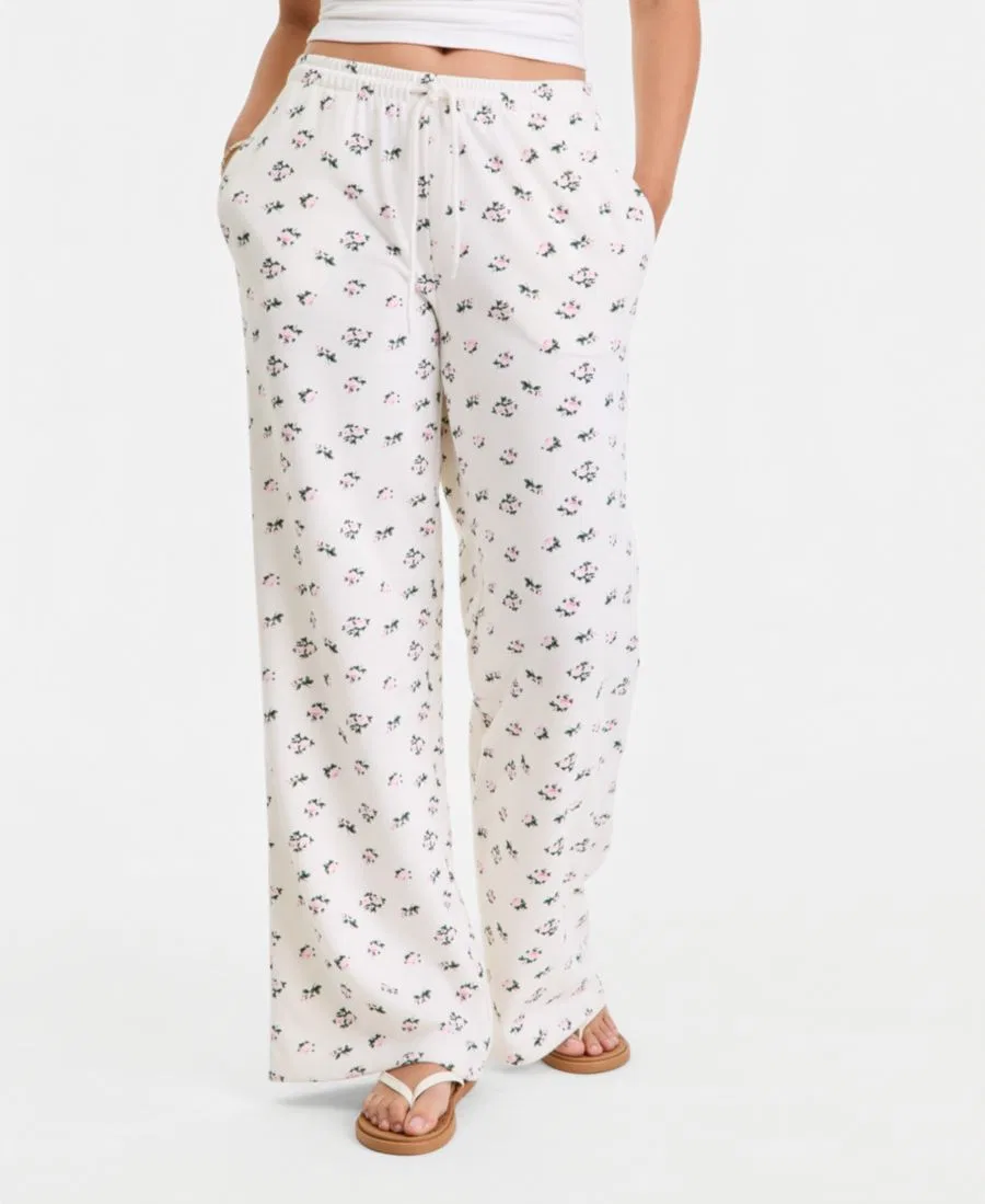 Спортивные брюки с принтом и широкими штанинами, на кулиске Rebel Veil, White Floral — фото 4