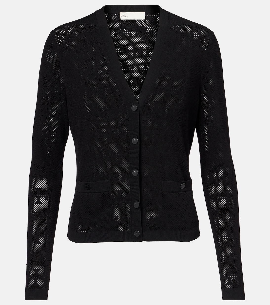 

Кардиган с жаккардовым узором Monogram T Tory Burch, черный