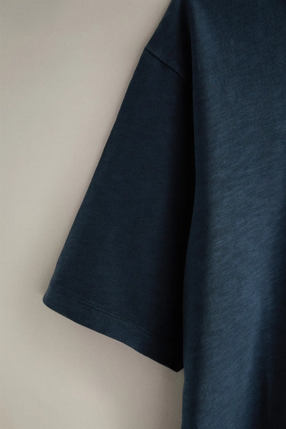 Хлопковая футболка с коротким рукавом ZARA, Indigo — фото 3