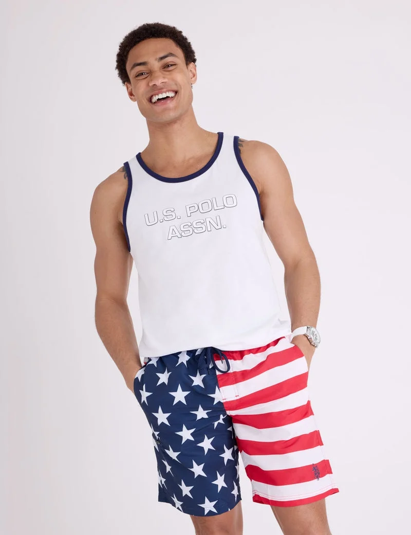 Мужские шорты для плавания U.S. Polo Assn. USA Flag, классический темно-синий — фото 4