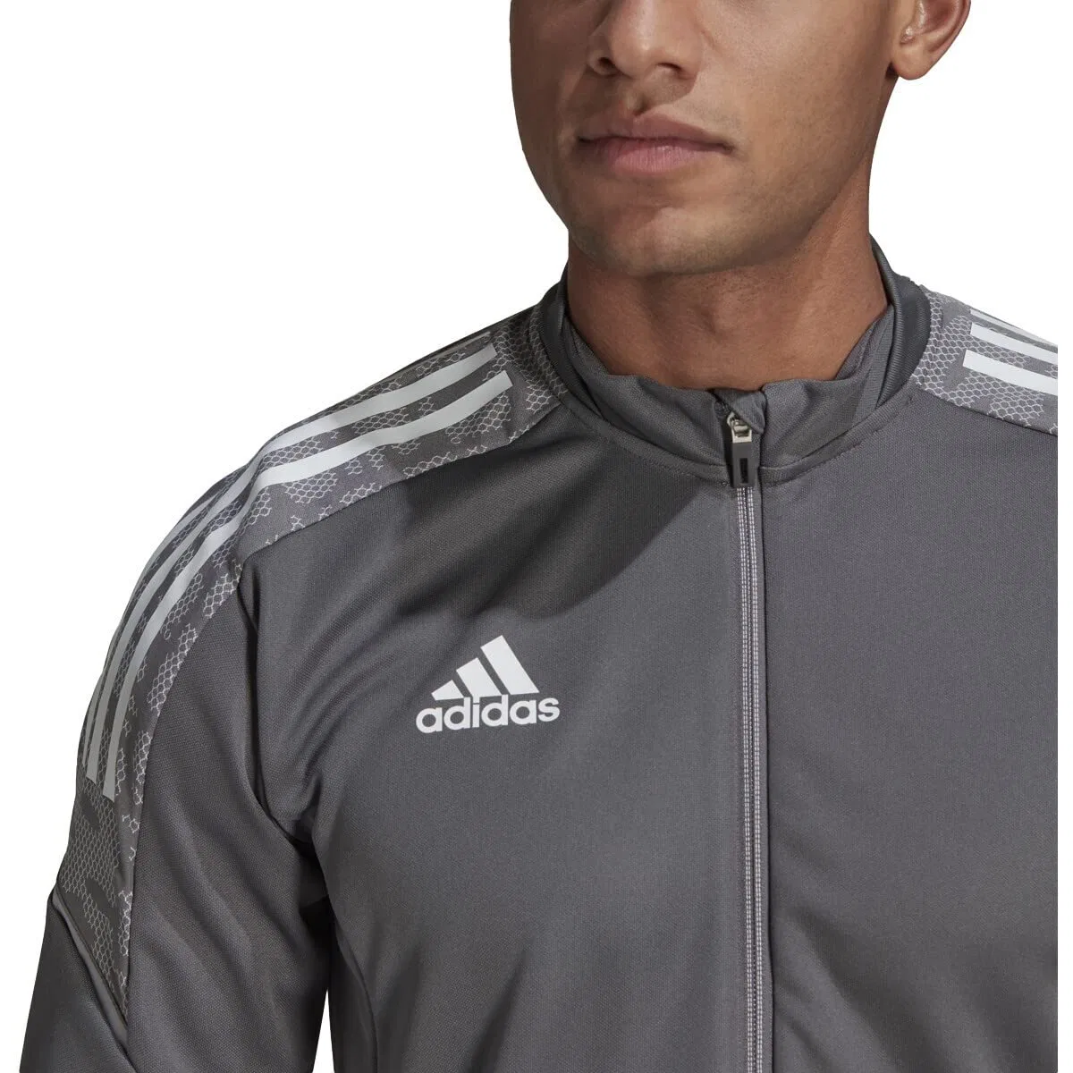 Мужская тренировочная куртка с коротким рукавом Adidas, Team Grey Four / White — фото 4