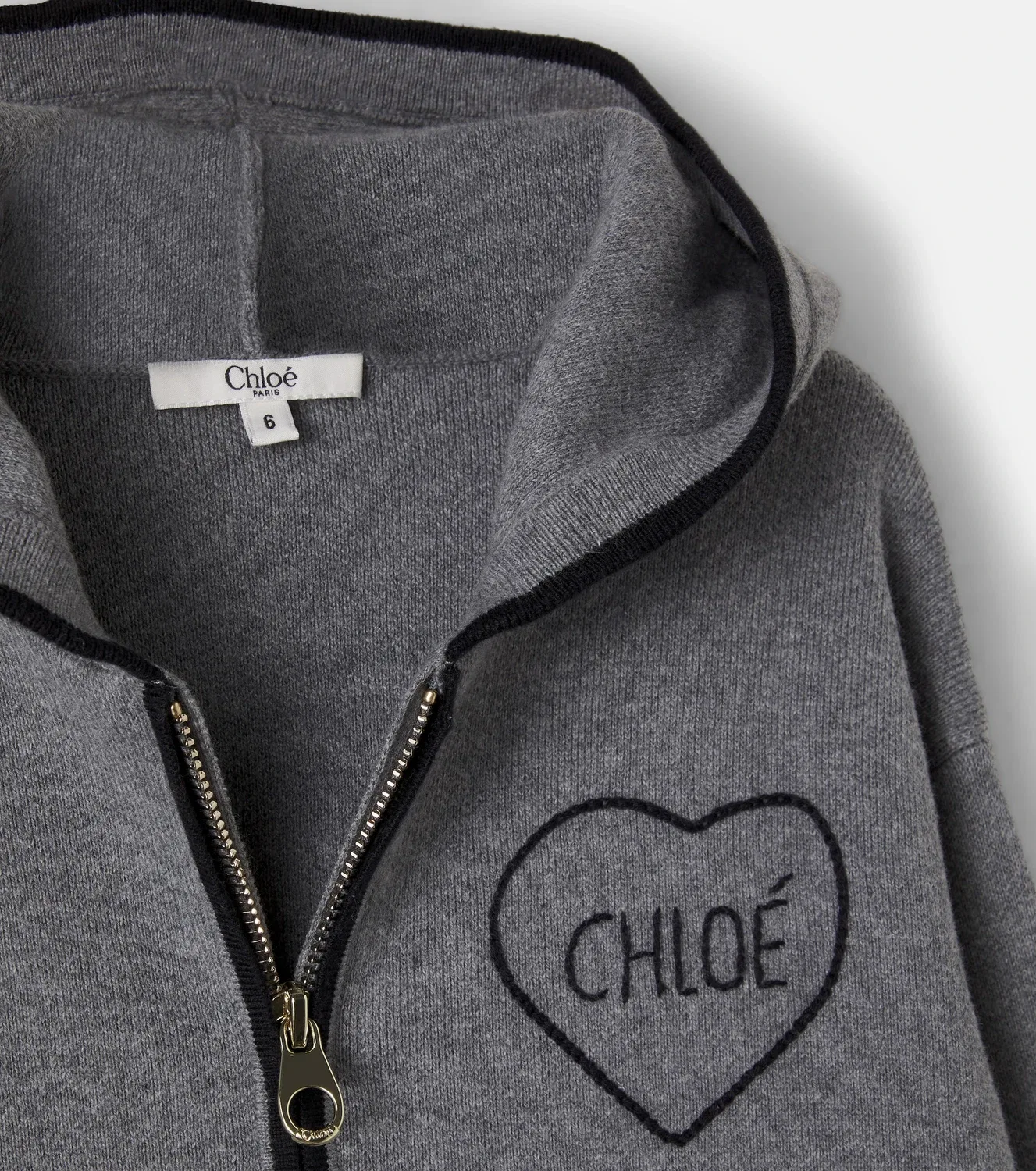 Толстовка на молнии с капюшоном Chloé Kids, серый — фото 4