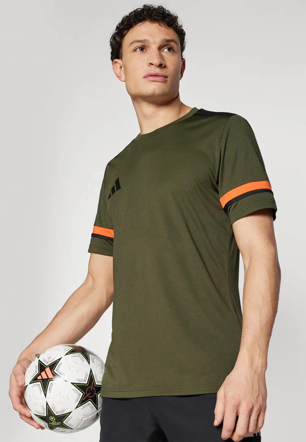 Футболка Squadra25, размер M - спортивная футболка Adidas Performance, Night Cargo/Black/Semi Impact Orange — фото 4
