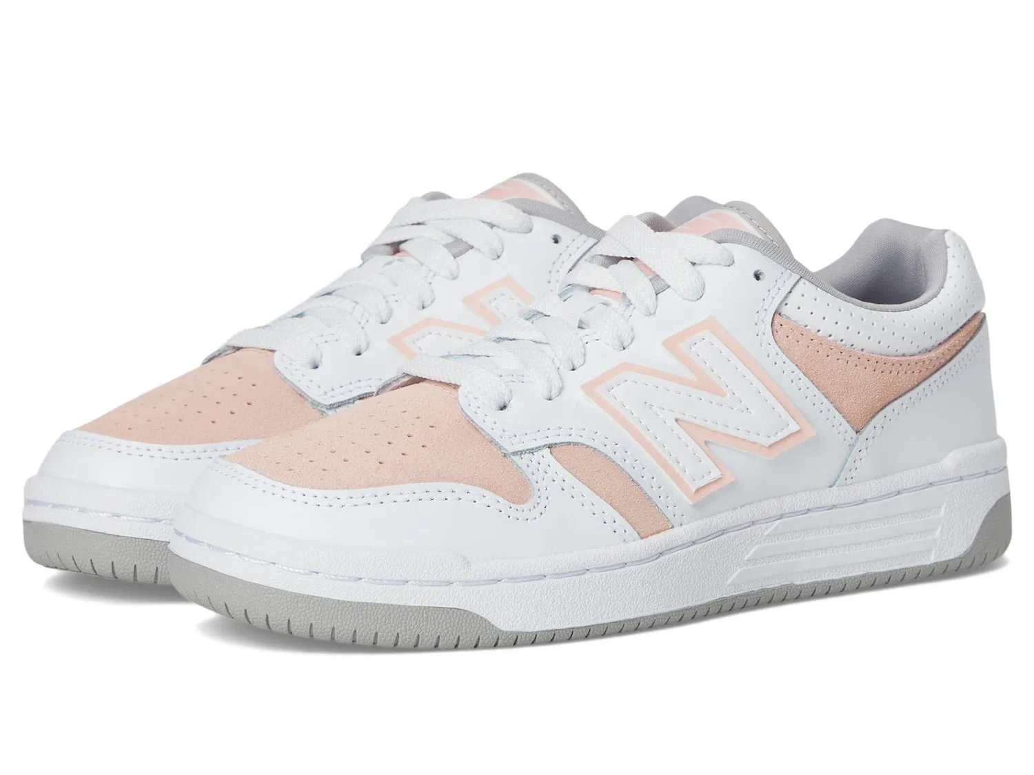 Детские кроссовки для мальчиков с закрытой шнуровкой 480 V1 Lace-up New Balance, White Pink Haze