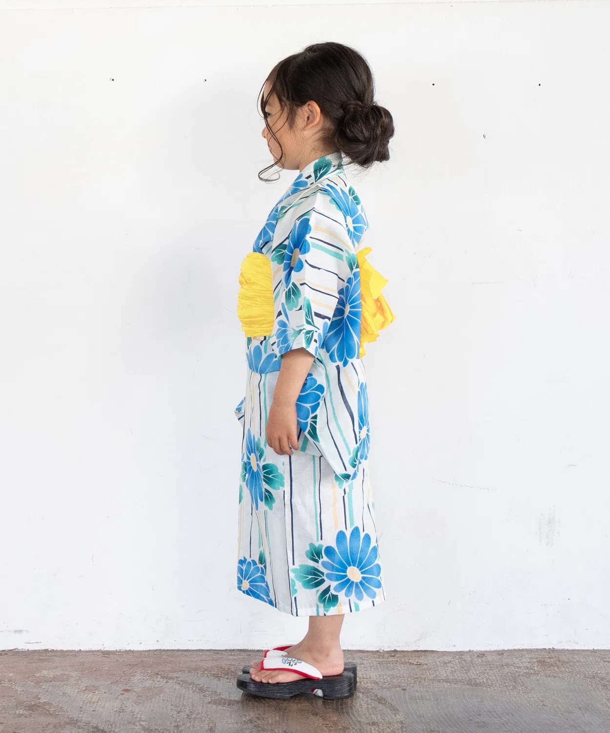 Детское кимоно-юката с растительным принтом, комплект из 3 предметов Yukata-kan Grace, Blue — фото 3