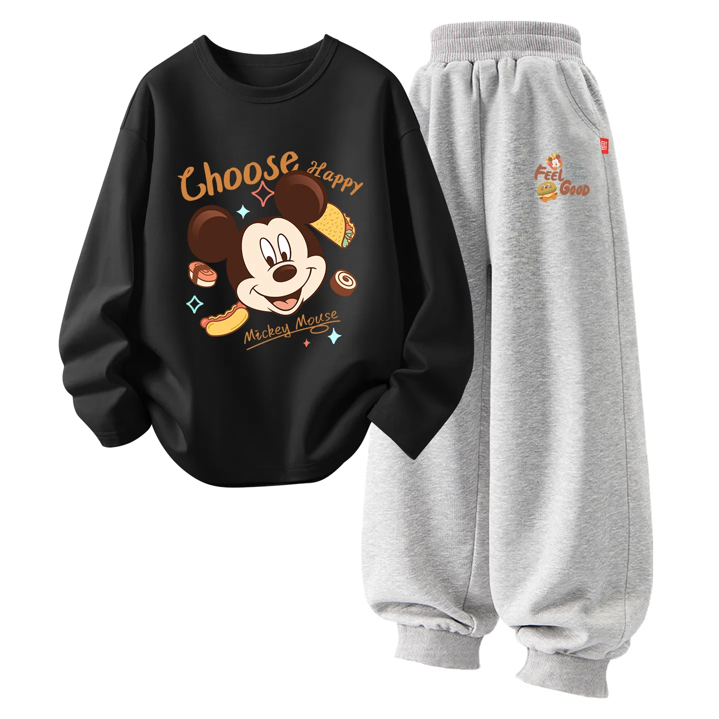 Детский комплект спортивной одежды с круглым вырезом Disney Di Corn Roll Black+Di Potato Friend K Gray