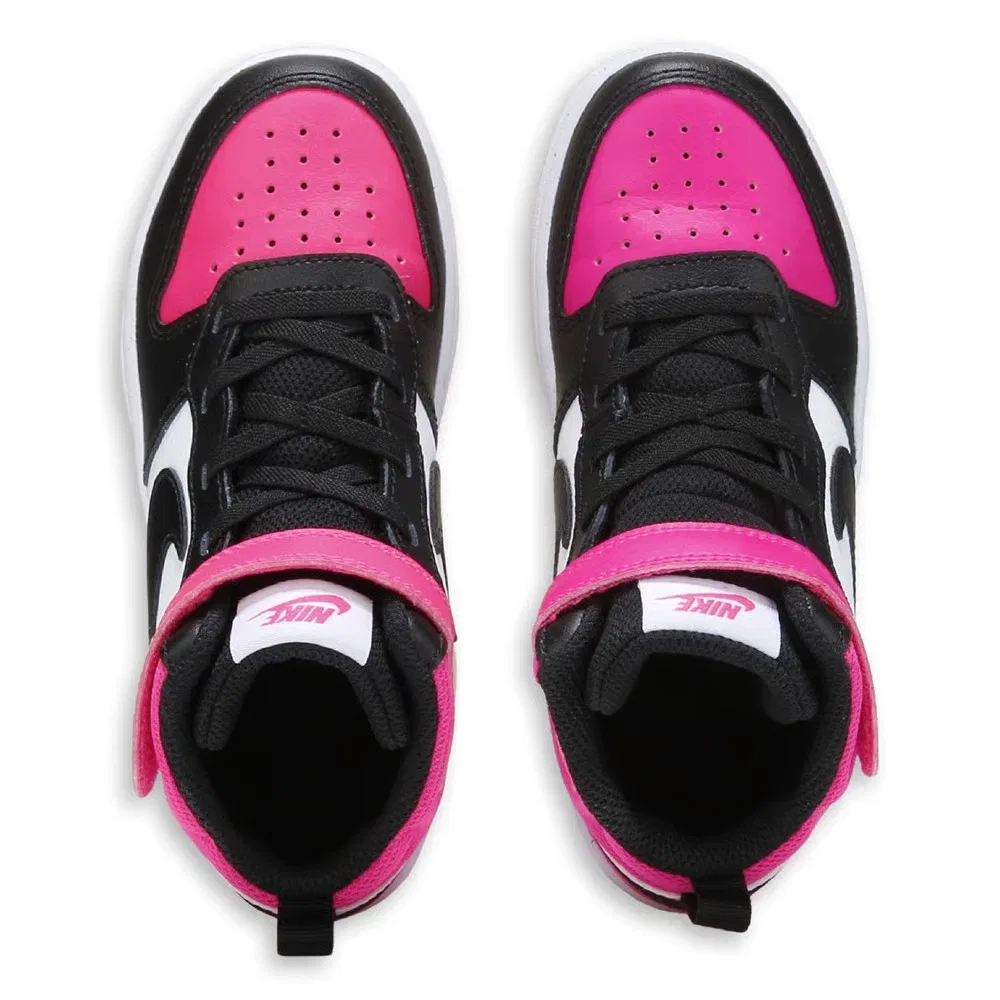 Детские высокие кроссовки Court Borough Mid 2 Nike, White/Black/Pink — фото 4