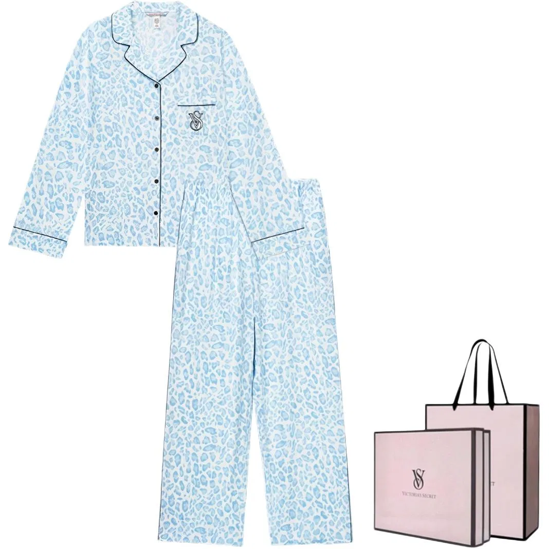 Женский комплект пижамы с леопардовым принтом Victoria's Secret, Blue Leopard Print