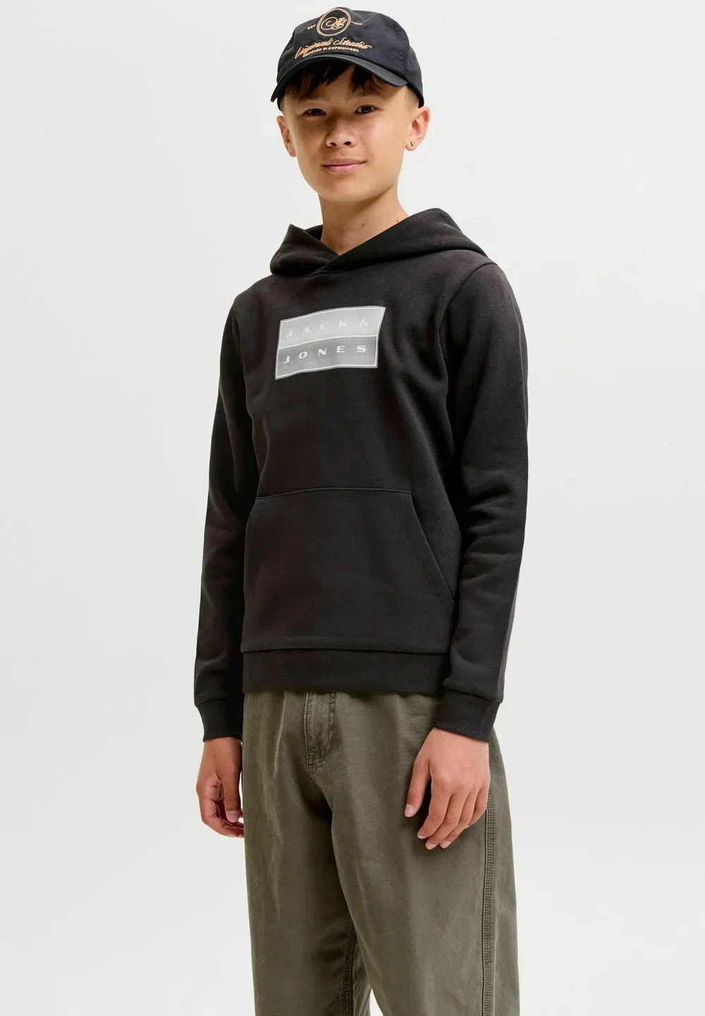 Толстовка, толстовка для подростков - худи Jack & Jones Junior, Black — фото 2