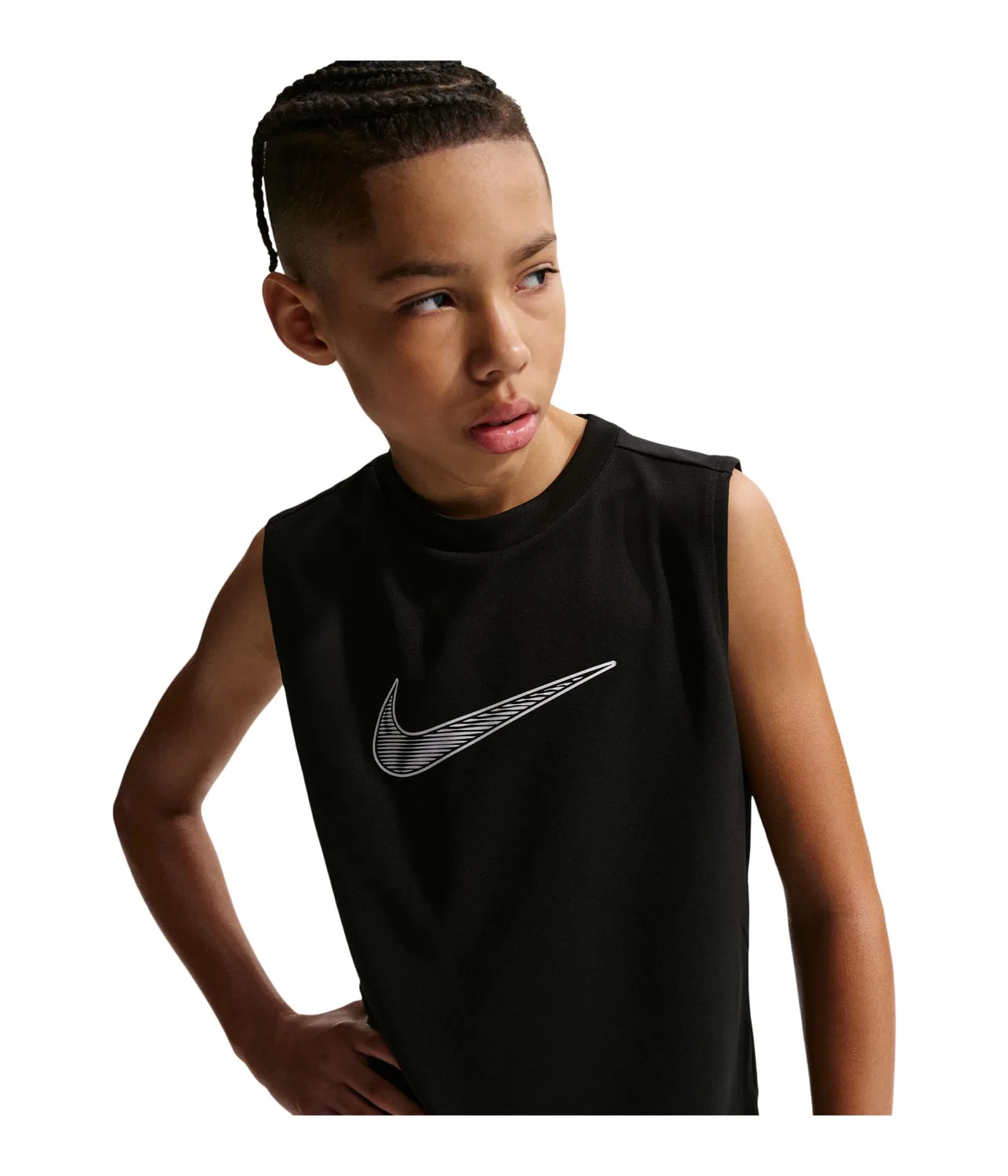 Спортивный топ без рукавов Multi Dri-FIT Sleeveless Top (для маленьких и больших детей) Nike Kids, Black — фото 3