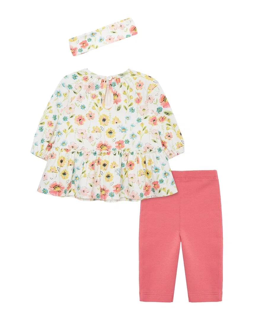 Детский комплект туники и штанов с цветочным принтом Little Me Brushed Floral Tunic Set, красный — фото 2