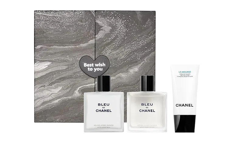 Мужской набор для ухода после бритья CHANEL Cerulean, Cleanser 150ml + Aftershave 100ml + Post-Shave Lotion 90ml, Blue