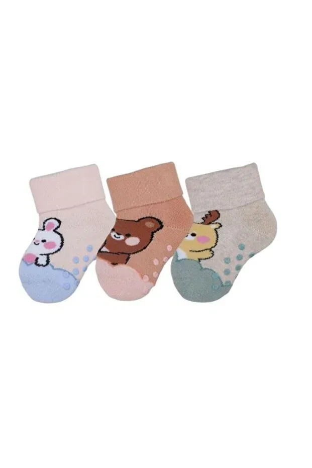 Детский набор носков с принтом Cute animals towel baby girl 3-piece socket assortment Bross, Asorti — фото 2