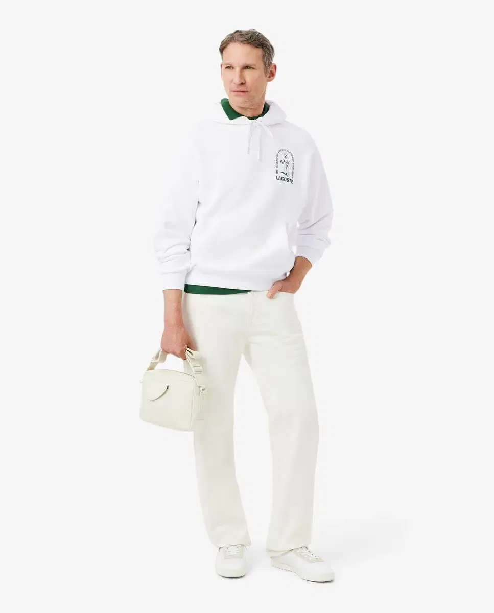 Мужская худи оверсайз с принтом Lacoste, Blanco — фото 4