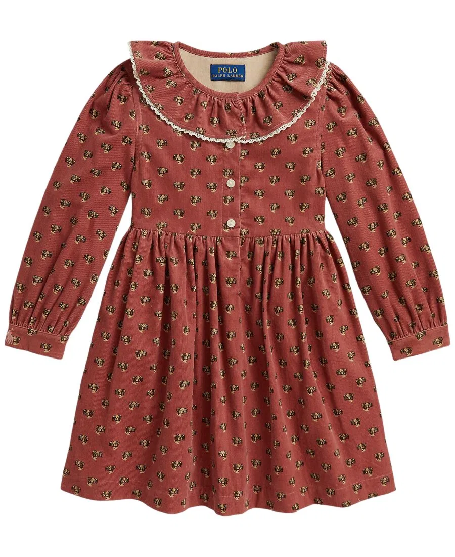 Платье-трапеция из хлопкового вельвета с принтом Polo Ralph Lauren, King Charles Convo Pink — фото 2