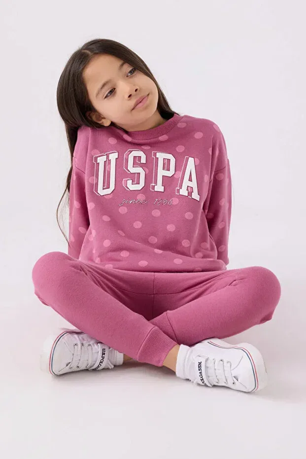 Детский спортивный костюм для девочек с принтом в горошек U.S. Polo Assn., Pink — фото 3