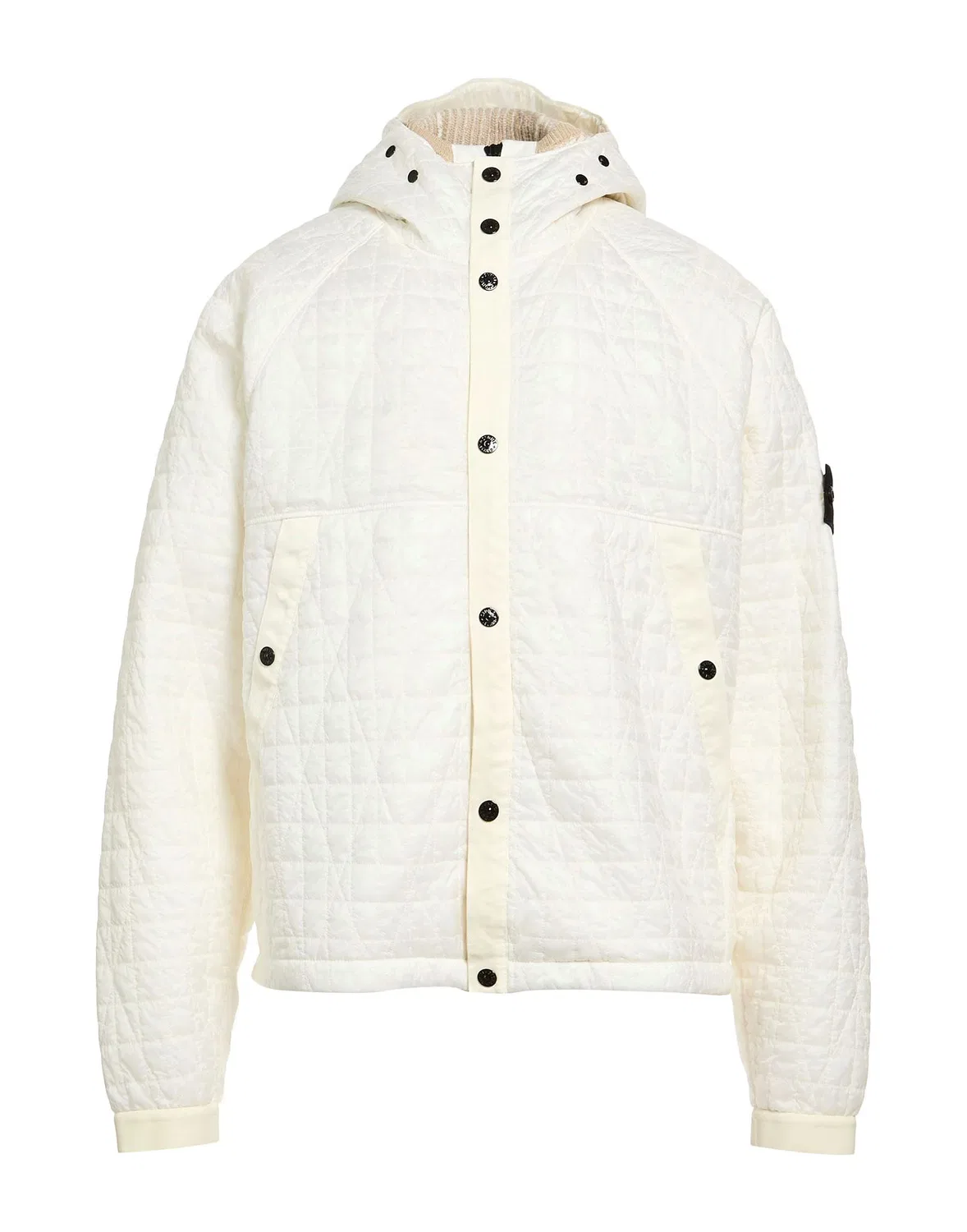 Мужская стеганая куртка с капюшоном Stone Island, кремовый