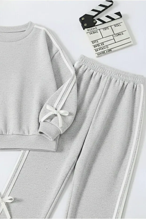 Детский комплект из свитшота и брюк с принтом Sportswear Uyguntarz, Gray — фото 3