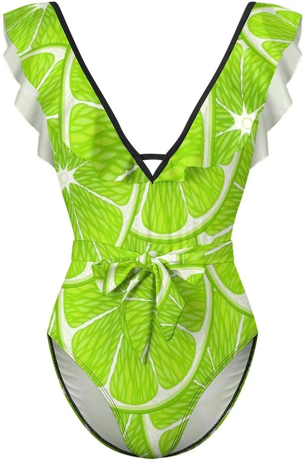 Женский цельнокроеный купальник с змеиным принтом, Green Lime Slices — фото 4