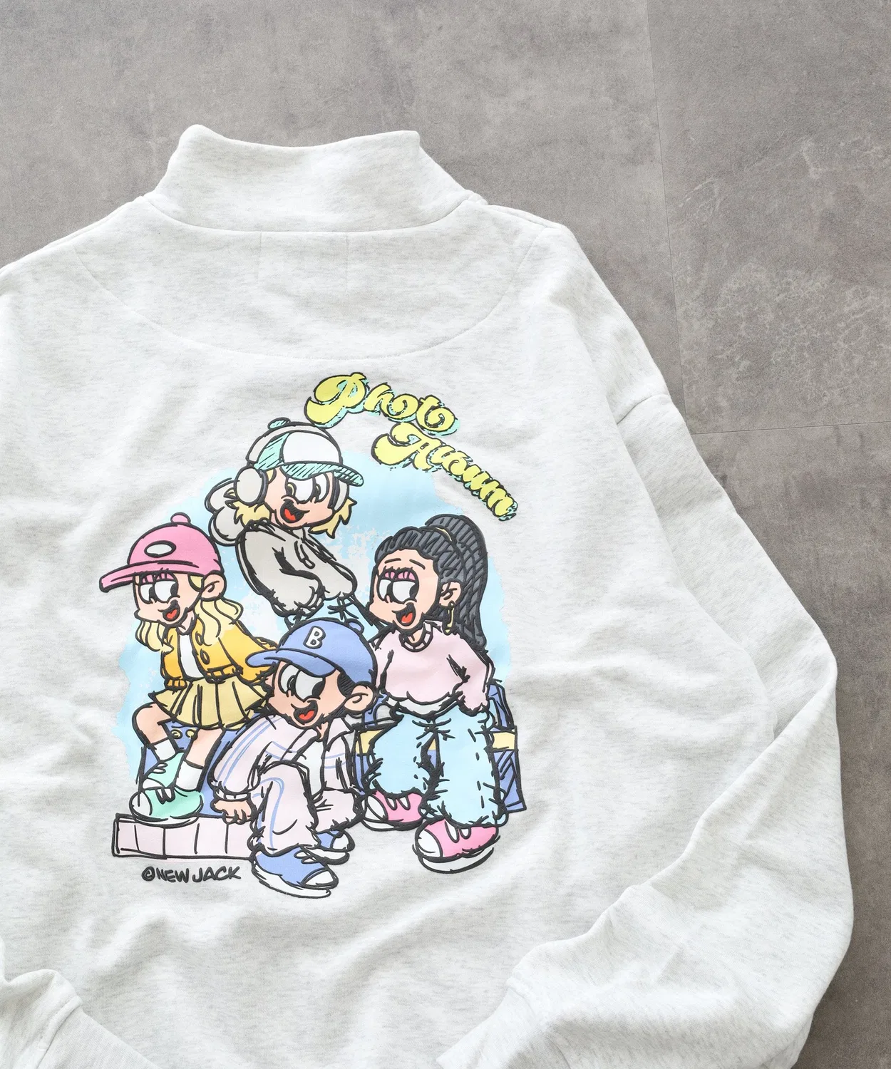 Детский худи с принтом 4-х персонажей Half-Zip NEW JACK in the attic, Аш Грей