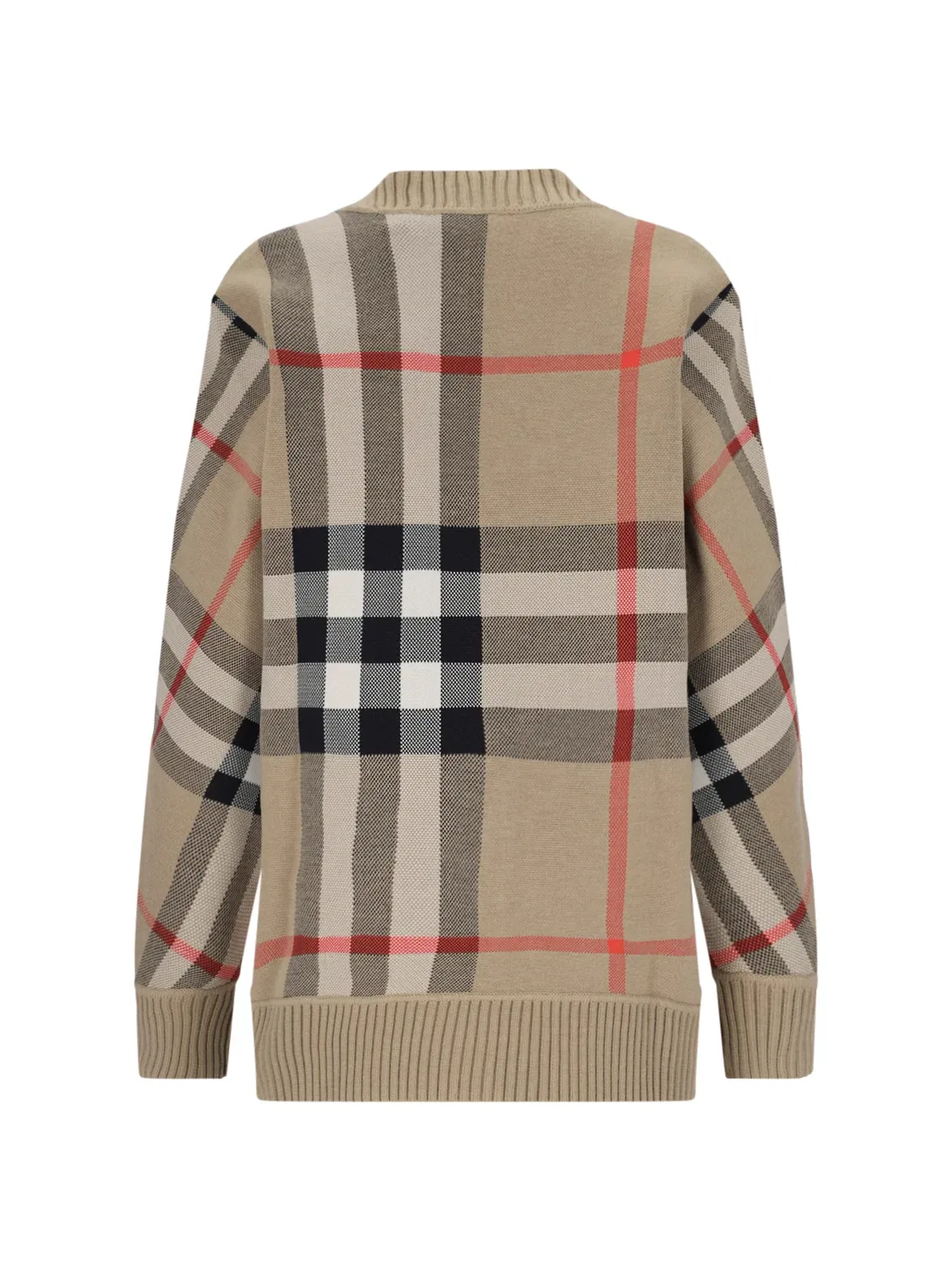 Женский кардиган с принтом в клетку Beige Check Cardigan with Bold Stripe Detailing Burberry, Neutrals — фото 2
