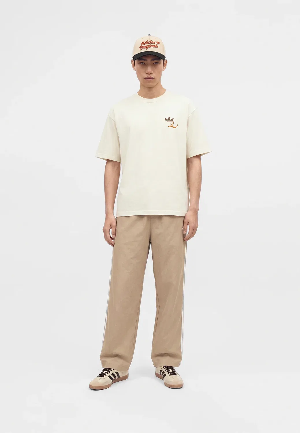Новая футболка унисекс с полосатым принтом - футболка с принтом Adidas Originals, Off White — фото 2