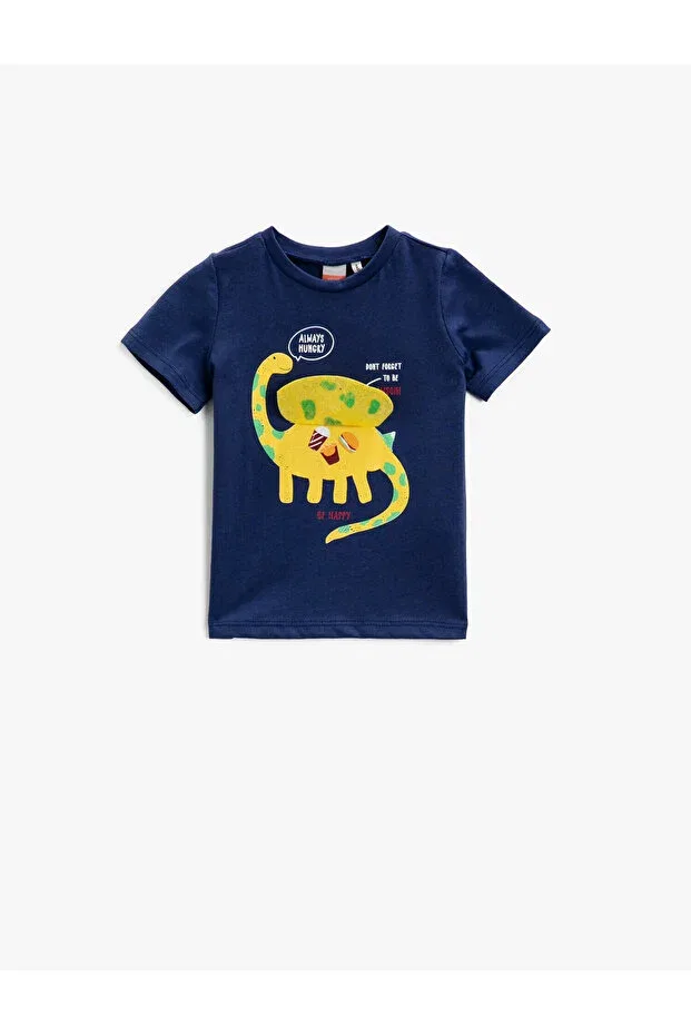 Детская футболка с коротким рукавом с принтом Koton, Navy Blueno Color