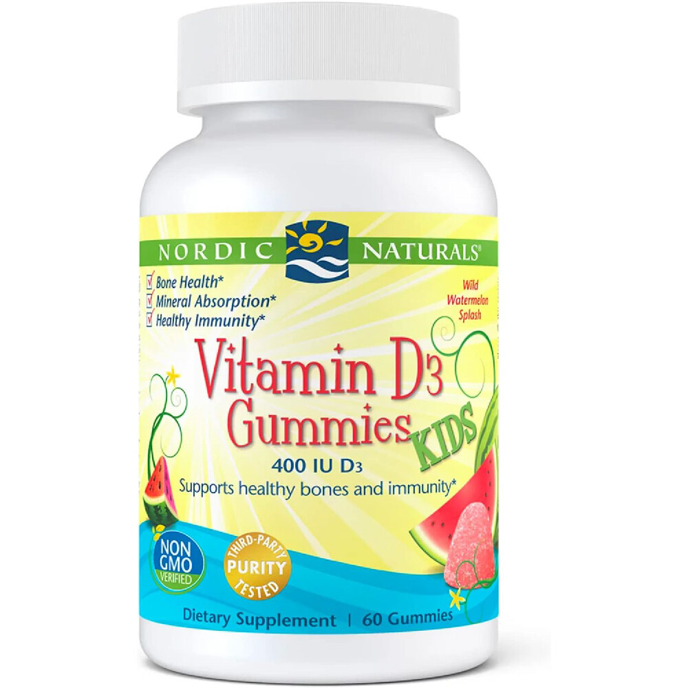 

Витамин D3 Nordic Naturals Gummies Kids дикий арбуз, 400 МЕ, 60 жевательных конфет