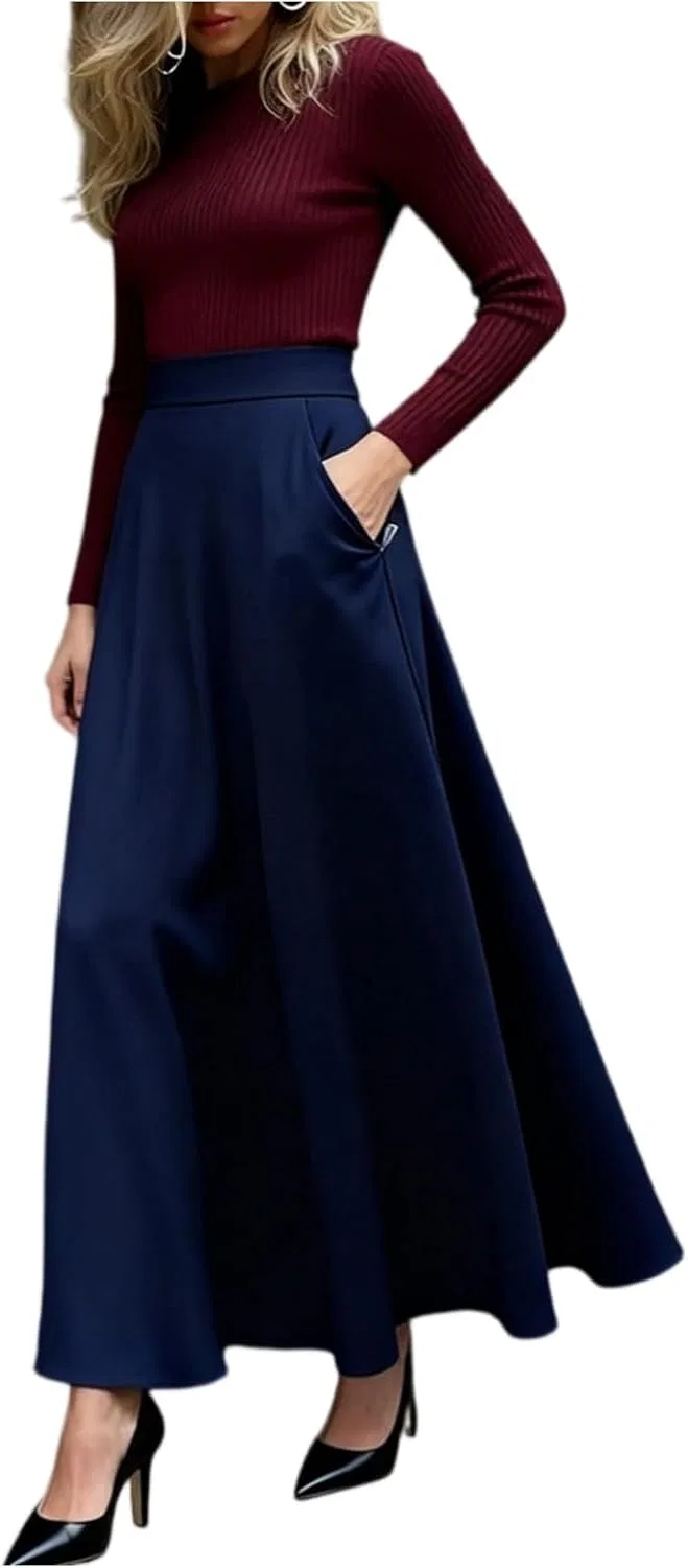 Женский костюм из топа и юбки A-силуэта, Navy