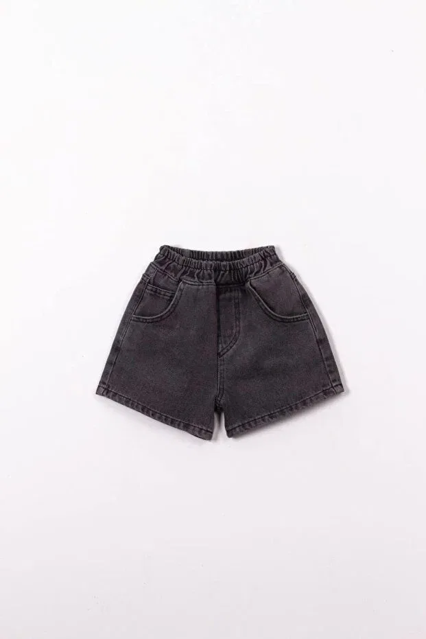Детские джинсовые шорты для девочек с широкой штаниной 2Kids2Mom, Anthracite-Black