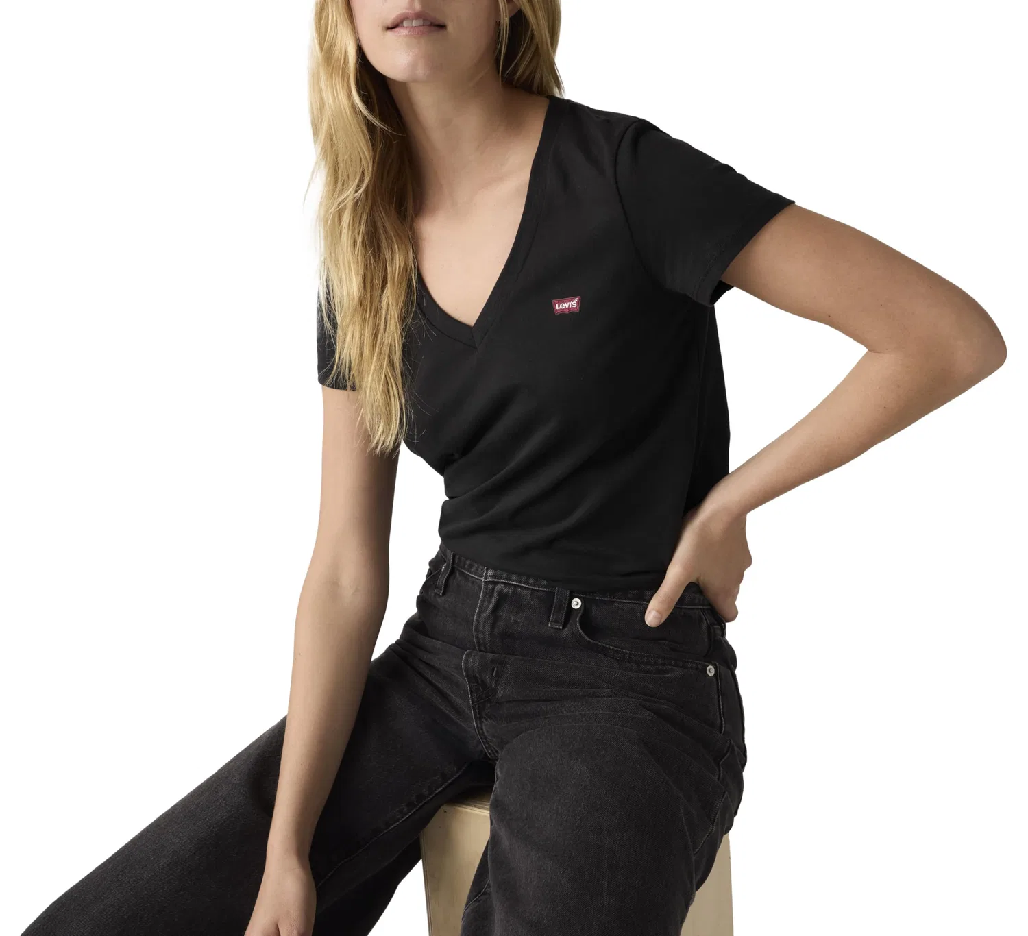Женский комплект футболок с V-образным вырезом Perfect Vneck Tees Levi's, 2 Caviar & Tea Packs — фото 2