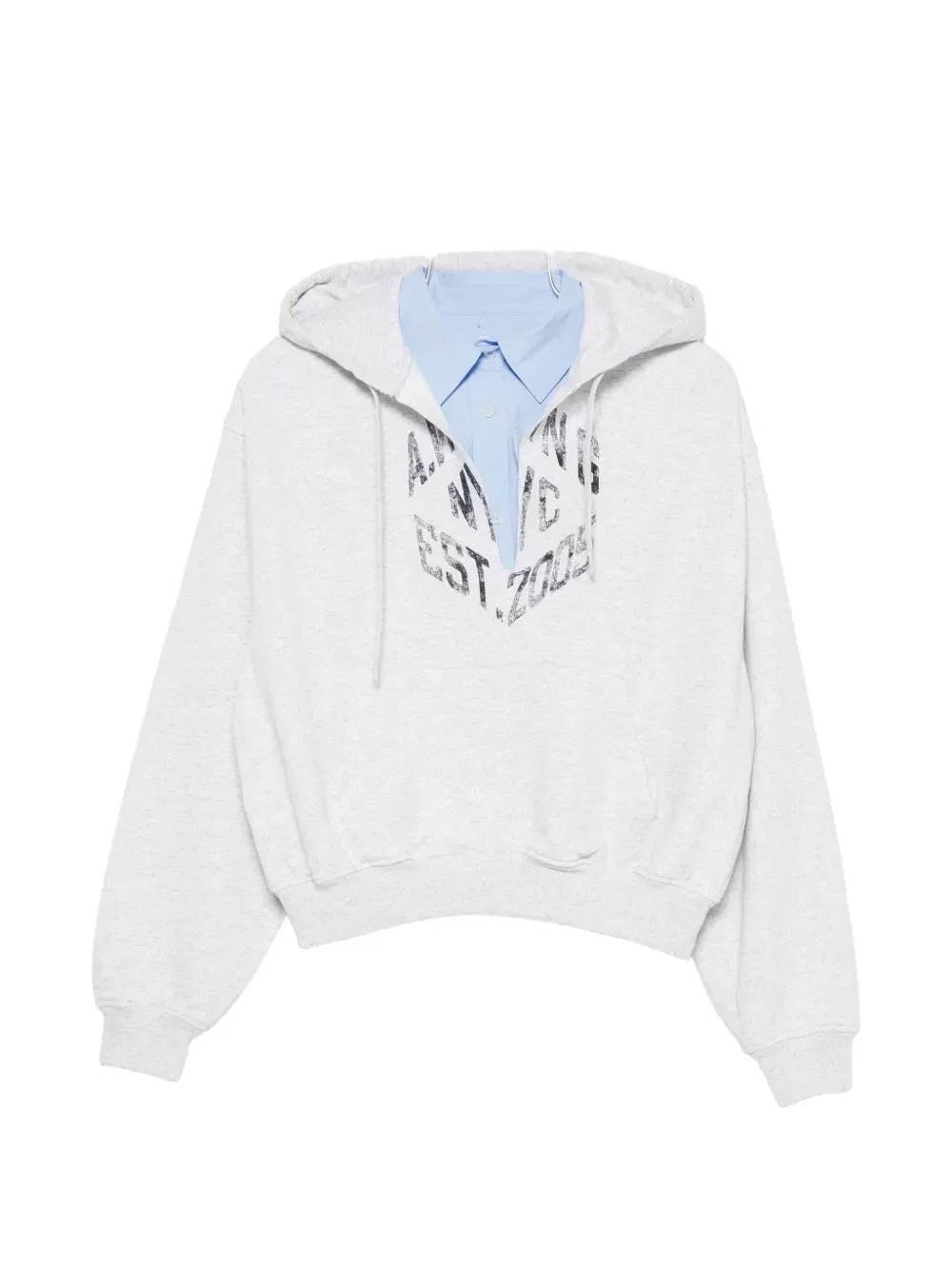 Укороченное худи с логотипом Alexander Wang, серый