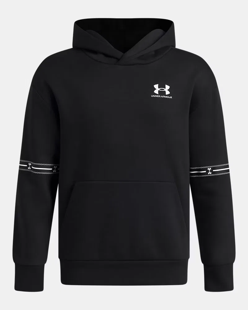 Худи для мальчиков ультрамягкое из флиса с начесом UA Icon Fleece Taped UnderArmour, Ultimate Black/White