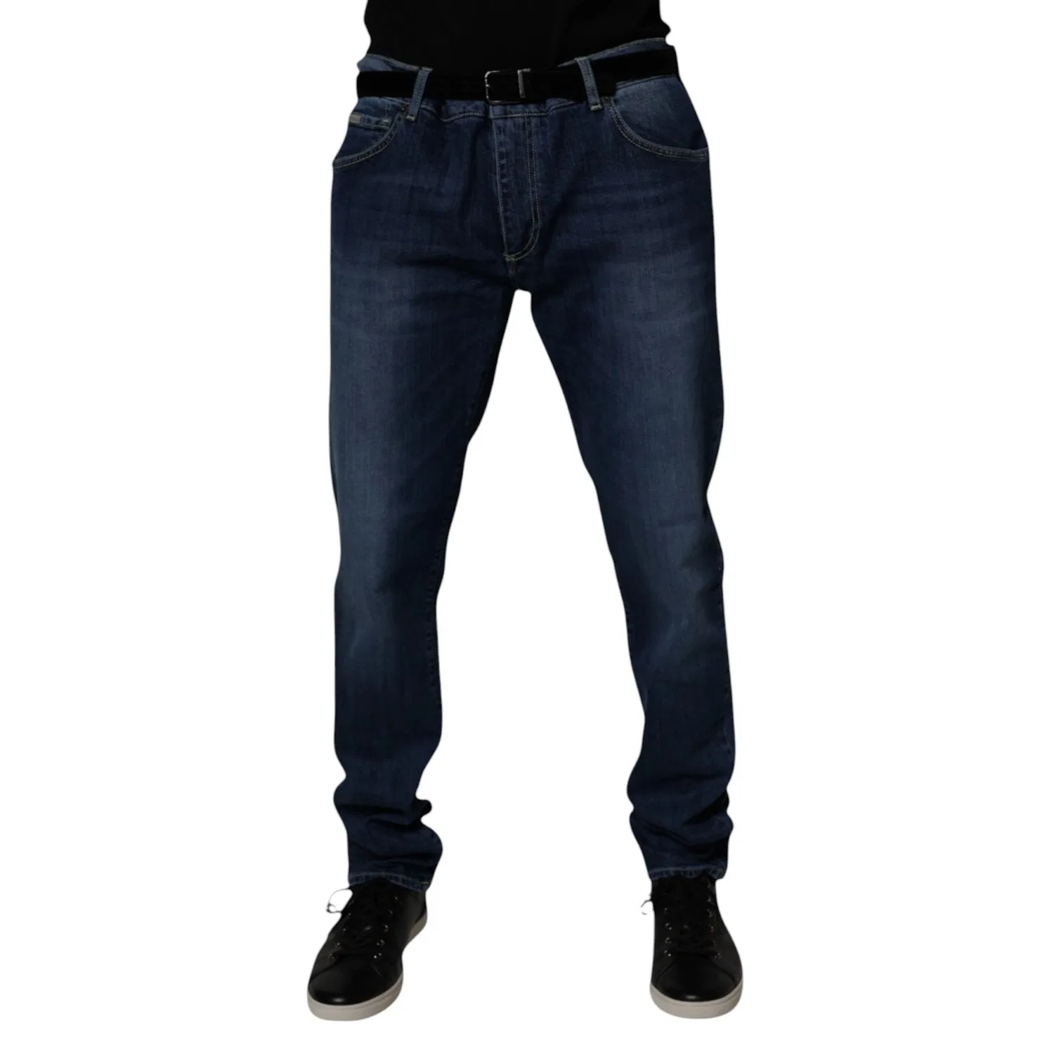Мужские джинсы скинни с логотипом Blue Washed Cotton Stretch Skinny Denim Dolce & Gabbana, Blue — фото 2