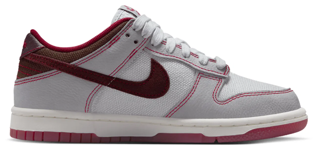 Кроссовки для мальчиков Nike Dunk Low Lv8 1, цвет Burgundy Crush/Wolf Grey/Pure Platinum