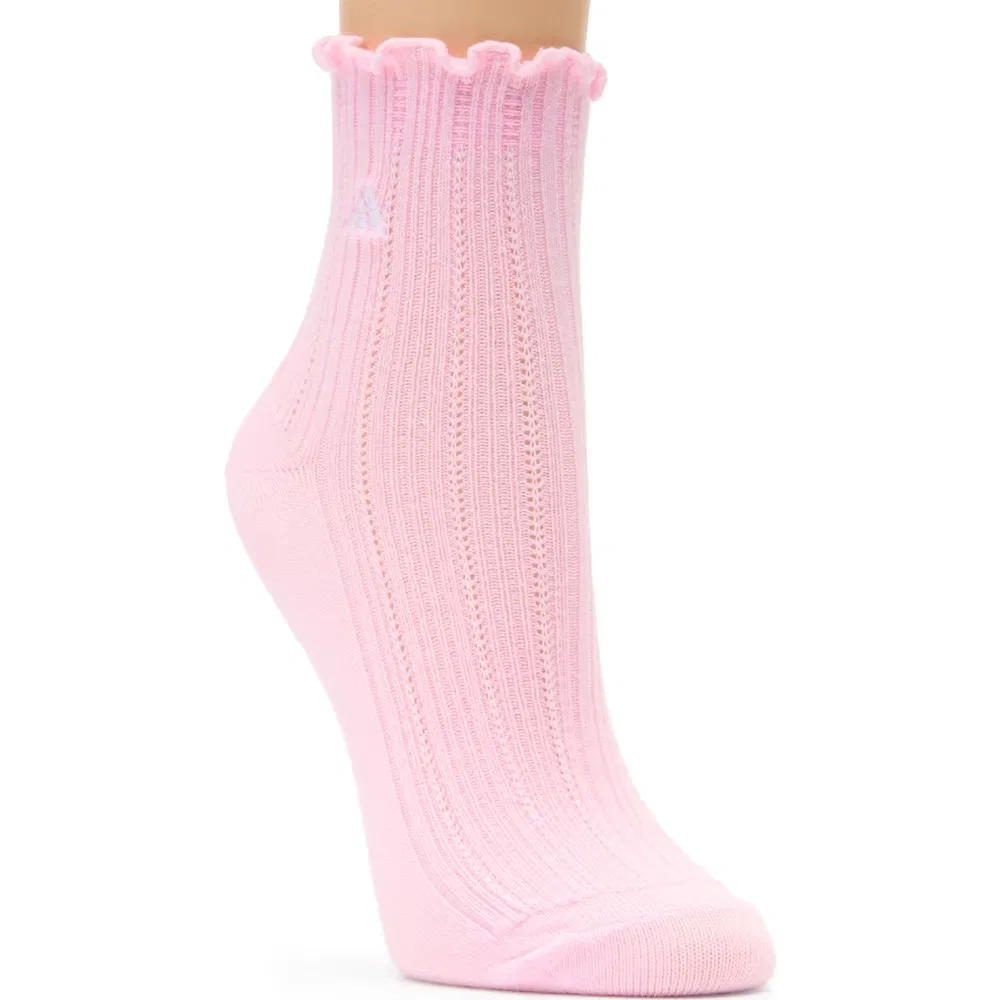 Женские 3 пары носков до щиколотки с оборками Adidas, Clear Pink/Wonder Alumina Grey — фото 3