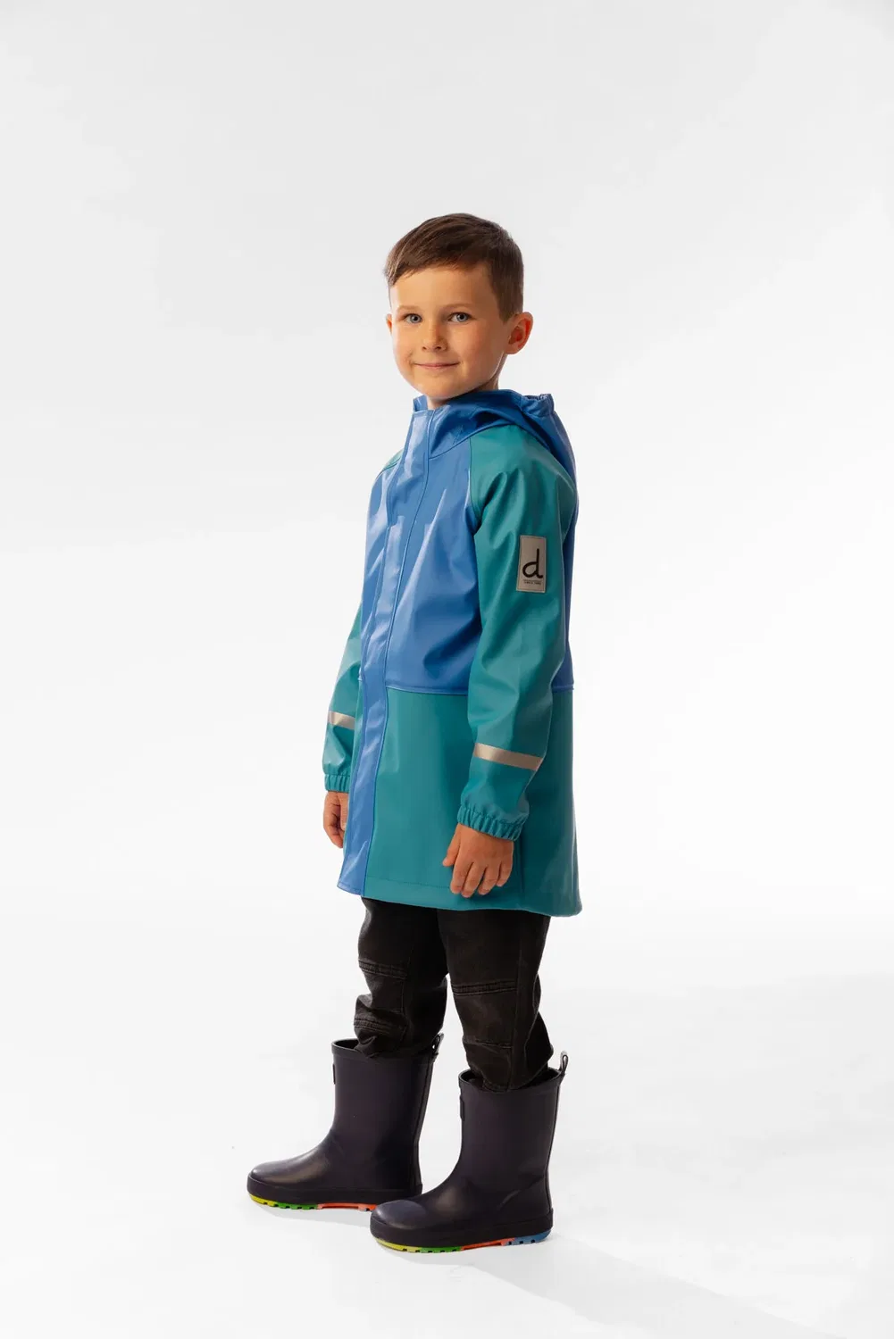 Детская куртка дождевик с капюшоном Deux par Deux, Dark Turquoise — фото 2