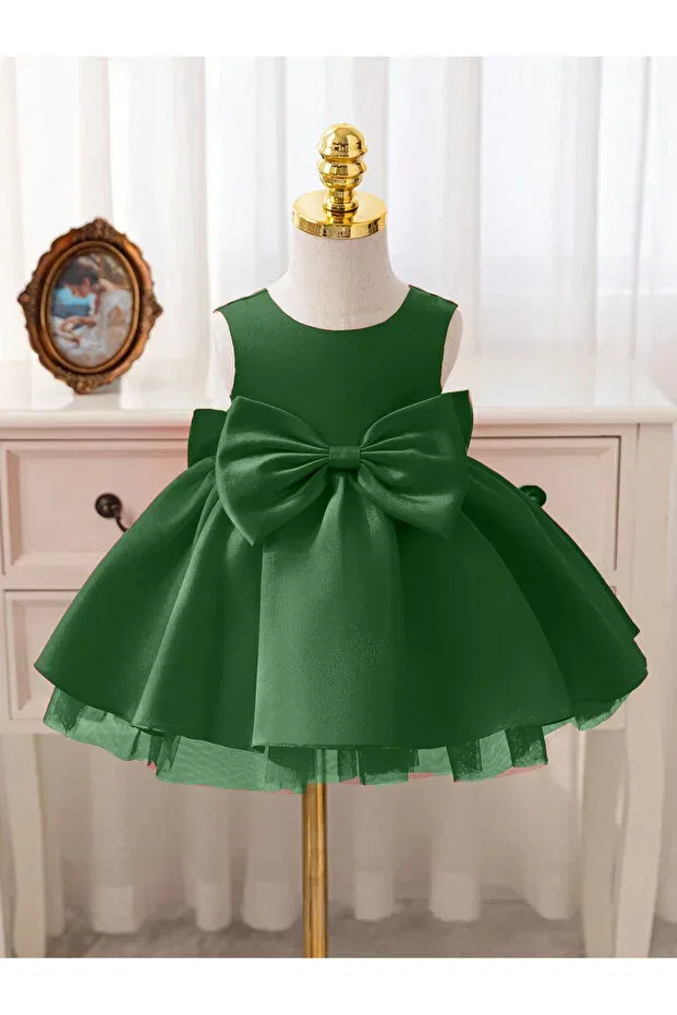 Детское платье для девочек сатиновое Madyabutik, Emerald Green