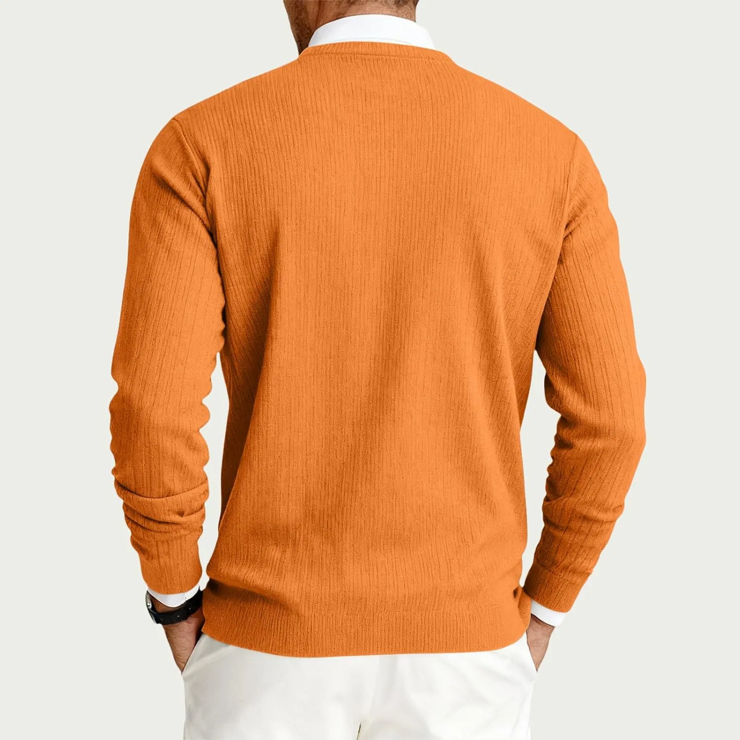 Мужская футболка с длинным рукавом хенли Regular Fit, Orange — фото 3