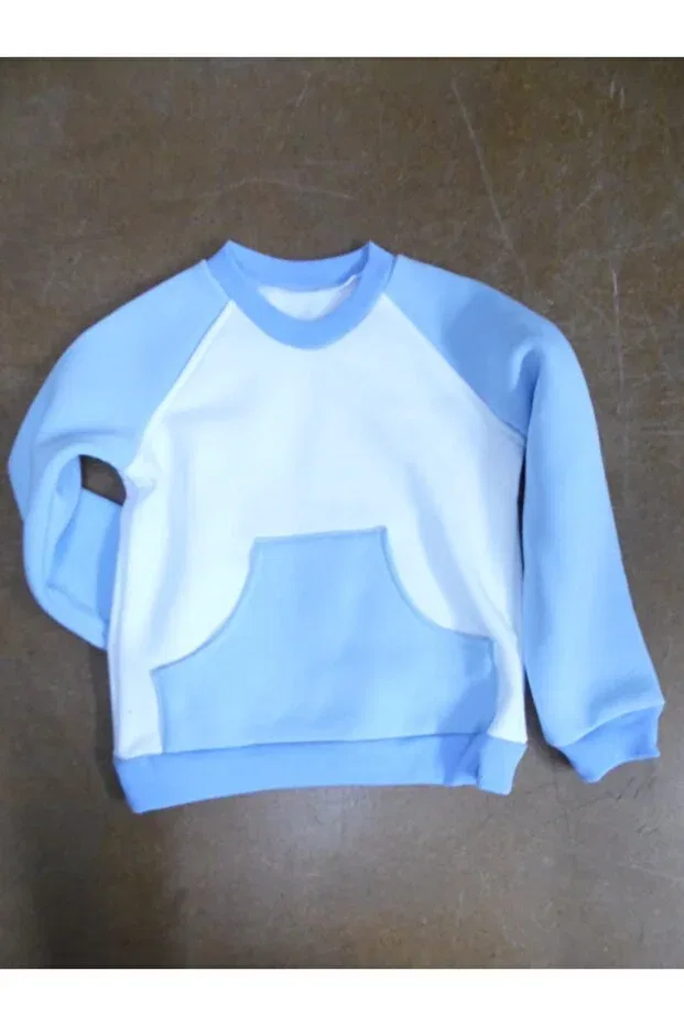 Детская толстовка для девочек хлопковая Mavi Kirpi Baby Style, Baby Blue - White (Pocket)