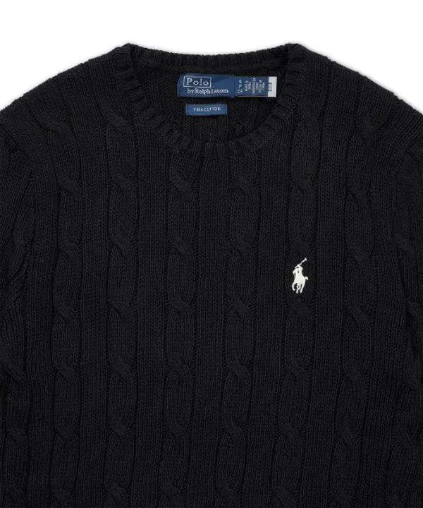 Свитер из хлопка с кабельным узором, Polo Ralph Lauren, черный — фото 3