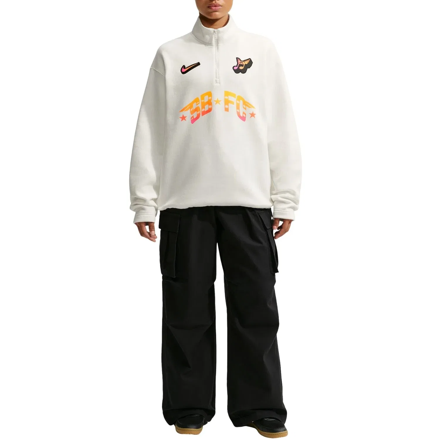 Мужской свитшот с флисом и молнией Nike SB Skate 1 2-Zip Fleece Crew-Neck, белый — фото 3