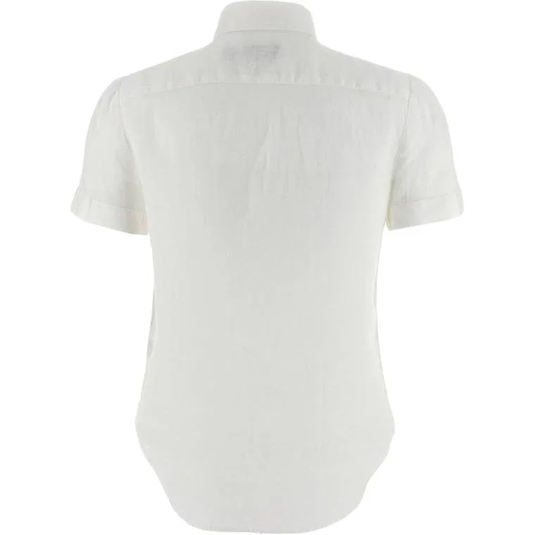 Женская рубашка с коротким рукавом с вышивкой логотипа Polo Ralph Lauren, White — фото 3