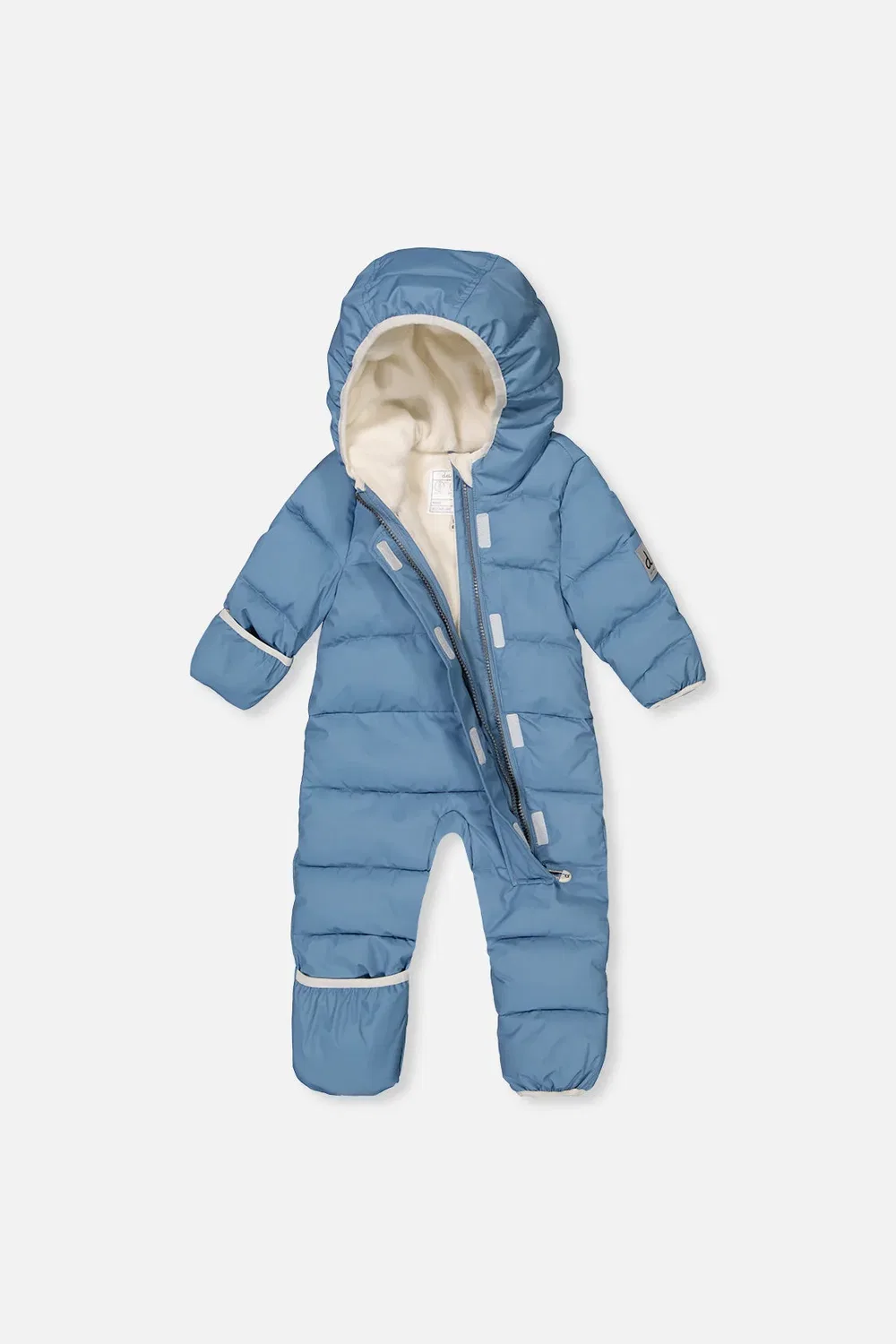 Детский зимний комбинезон для мальчиков утепленный с капюшоном Baby Cloud One Piece Snowsuit Deux par Deux, Blue Grey — фото 3